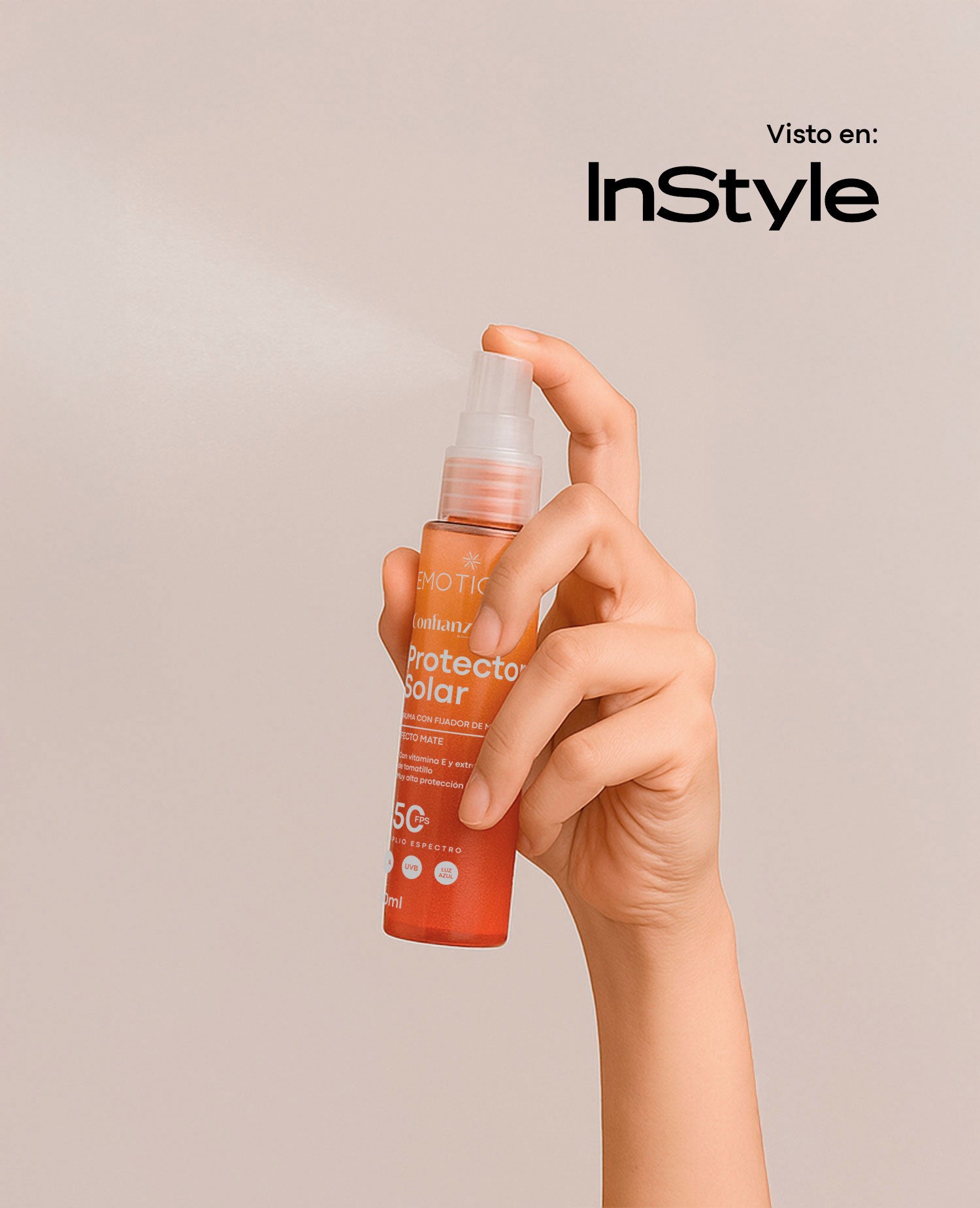 PROTECTOR SOLAR EN BRUMA CONFIANZA  FPS 50+ 60 ML