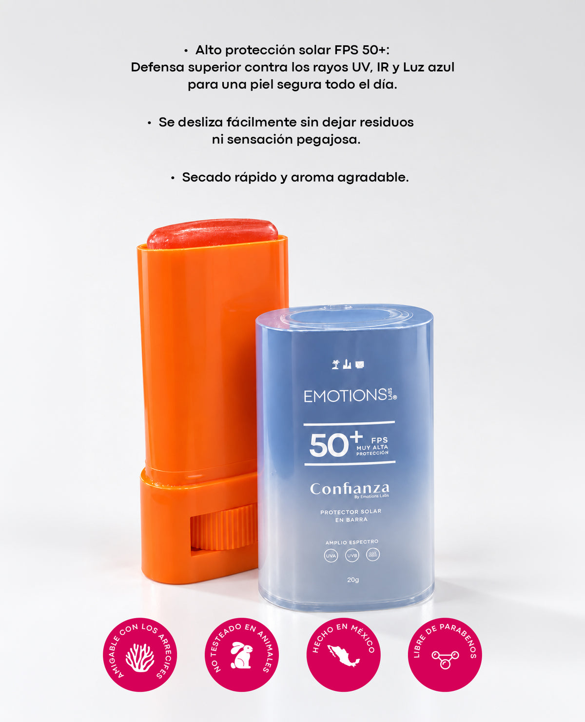 PROTECTOR SOLAR EN BARRA CONFIANZA 50 FPS+ 20 G