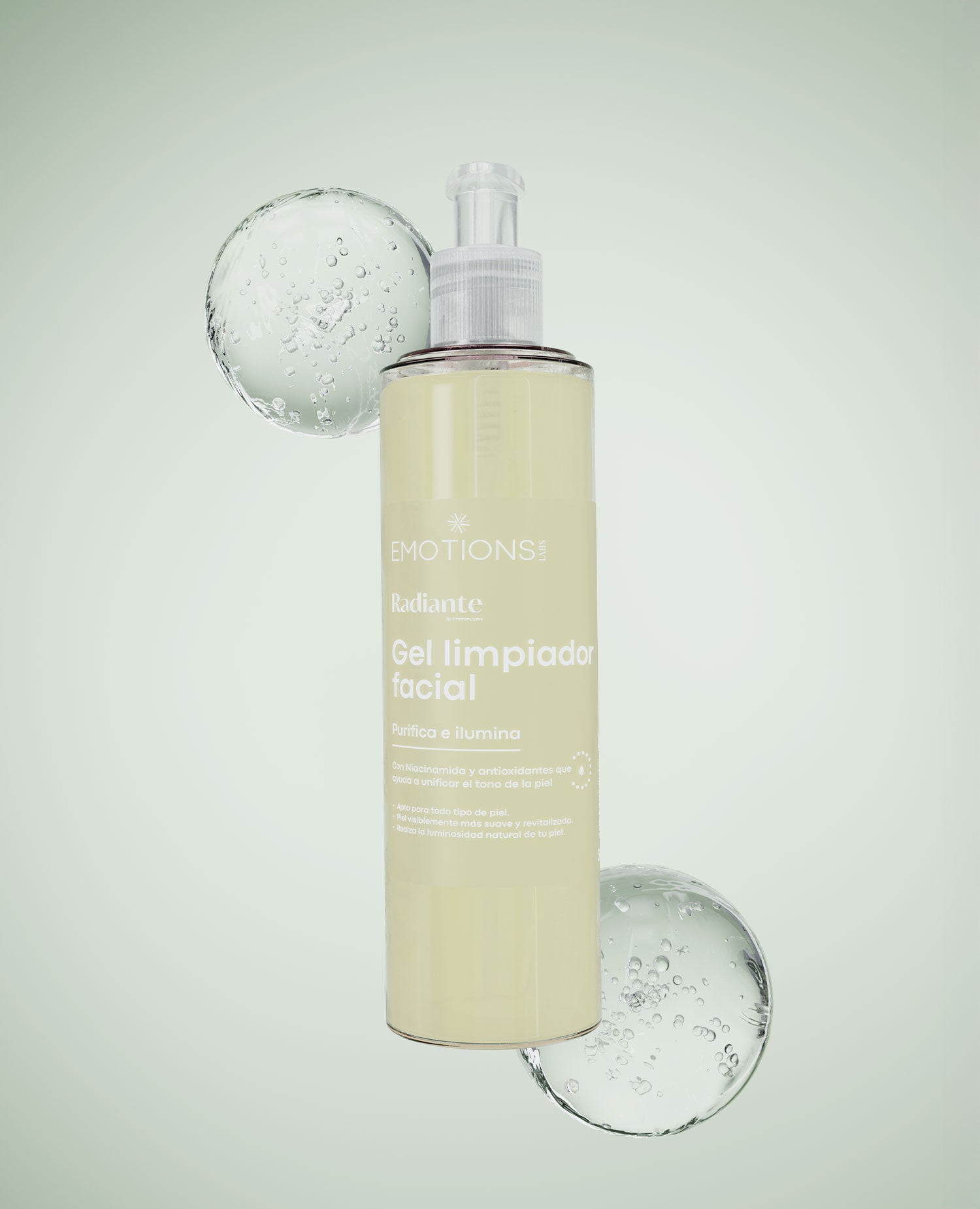 Gel limpiador facial  radiante purifica e ilumina emotions labs