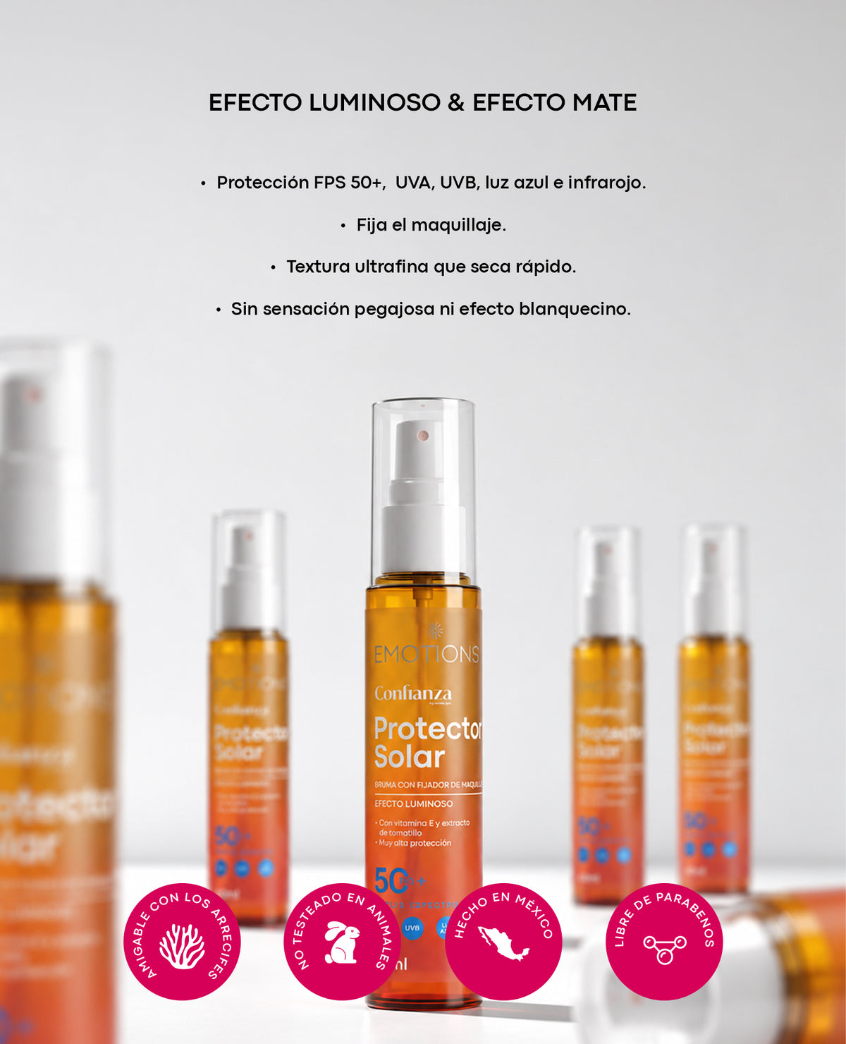PROTECTOR SOLAR EN BRUMA CONFIANZA  FPS 50+ 60 ML